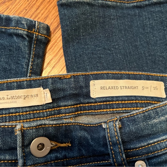 Pilcro Anthropologie Relaxed Straight Jeans with Red Side Stripe sz 26 - Picture 7 of 13